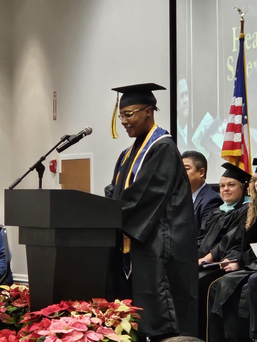 Grace Burton Addresses Her Fellow Graduates At The Fall Commencement Ceremony Held At Wgtc’s Callaway Conference Center In Lagrange.