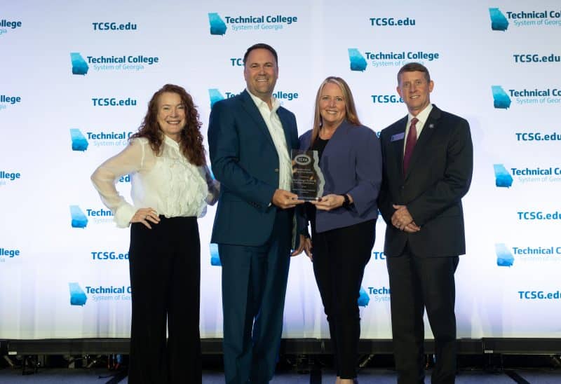 TCFA President Kali Boatright, WGTC Board of Trustees Chair Mark Foster, WGTC President Dr. Julie Post, and TCSG Commissioner Greg Dozier.