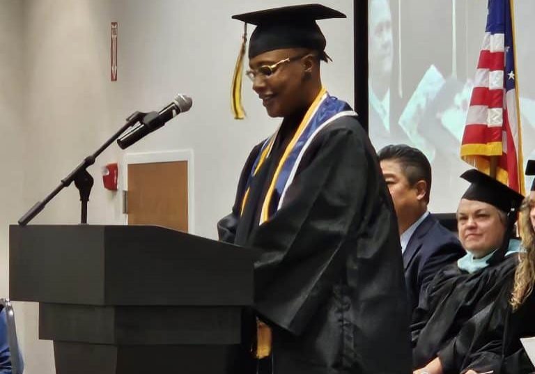 Grace Burton Addresses Her Fellow Graduates At The Fall Commencement Ceremony Held At Wgtc’s Callaway Conference Center In Lagrange.